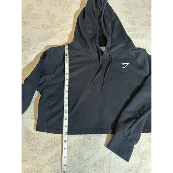 Gymshark Cropped Hoodie Sweatshirt Women Black Athletic Workout Size Large - Picture 12 of 13